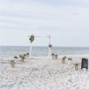 wedding ceremony set up vintage beach wedding