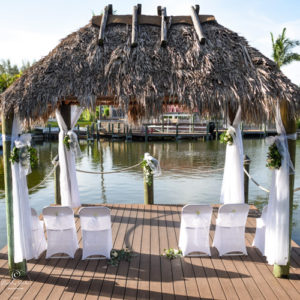 photo of decorated tiki hut