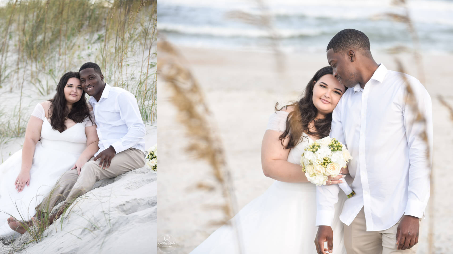 Basic wedding package on the beach photo showing couple in the dunes
