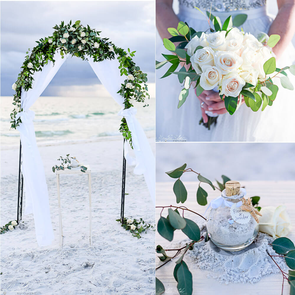 Beach wedding package Florida photo of fresh flower beach decoration