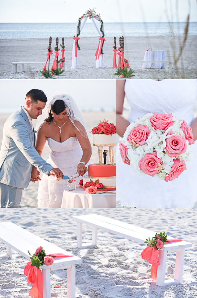 Photo of wedding decoration in peach , Clearwater Beach Florida