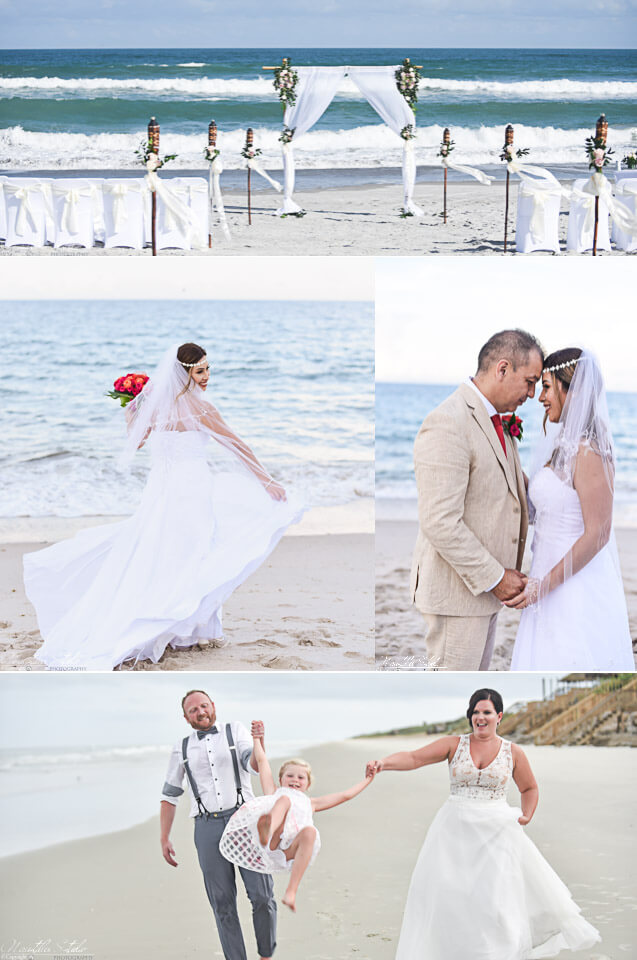 Photo of happy couples at their beach wedding in Cocoa