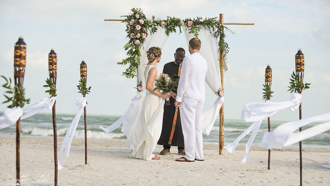 Florida beach wedding photo from vintage decoration on the beach