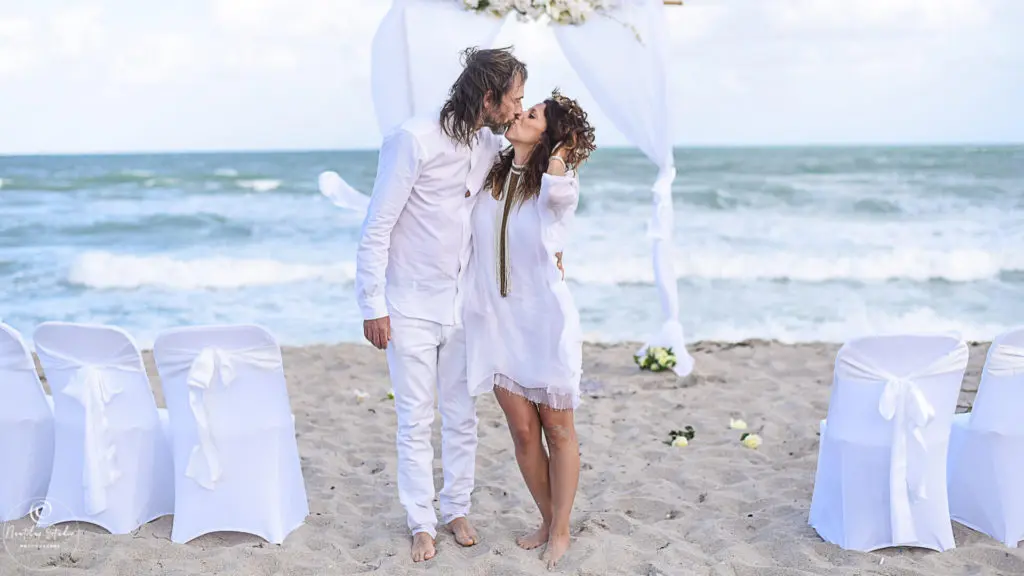 fort lauderdale beach weddings Photo of boho wedding couple at their Fort Lauderdale beach wedding