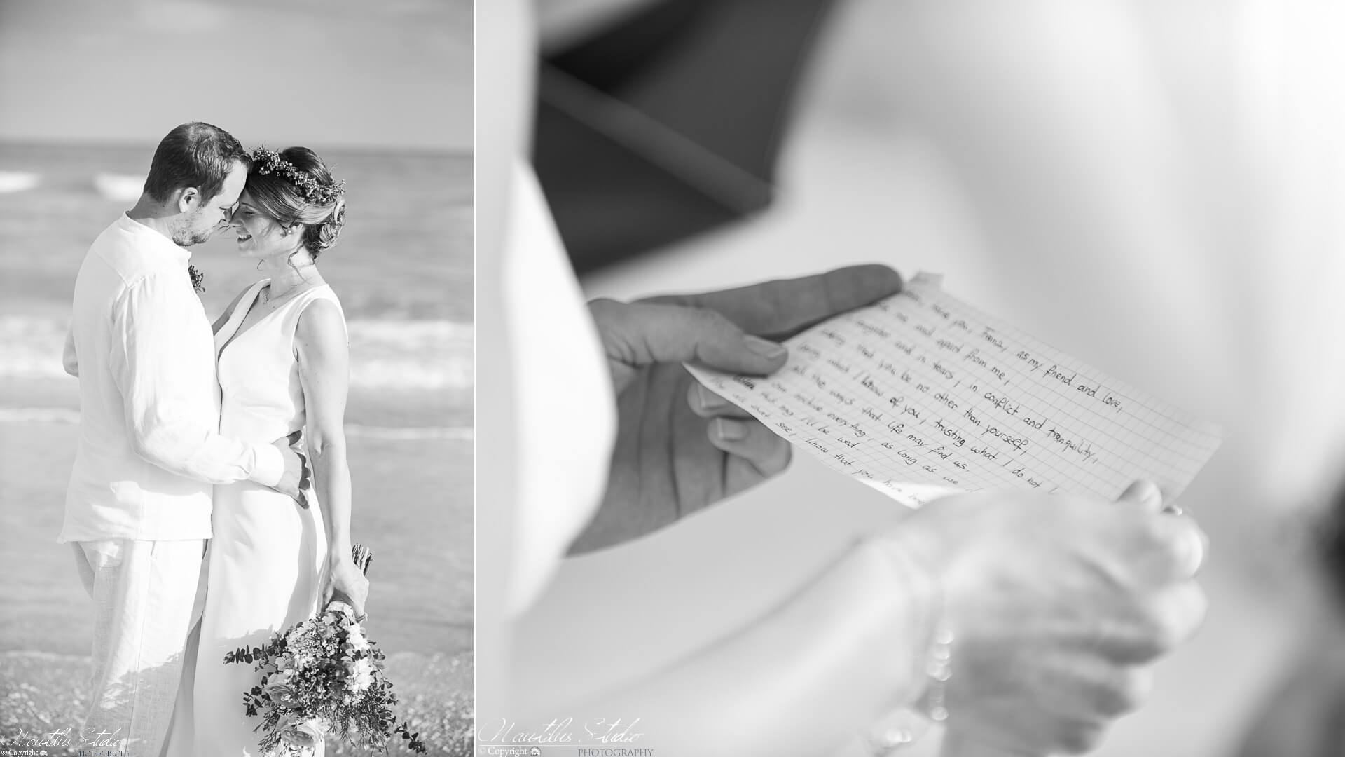 Guestbook and reviews photo of bride reading her wedding vows