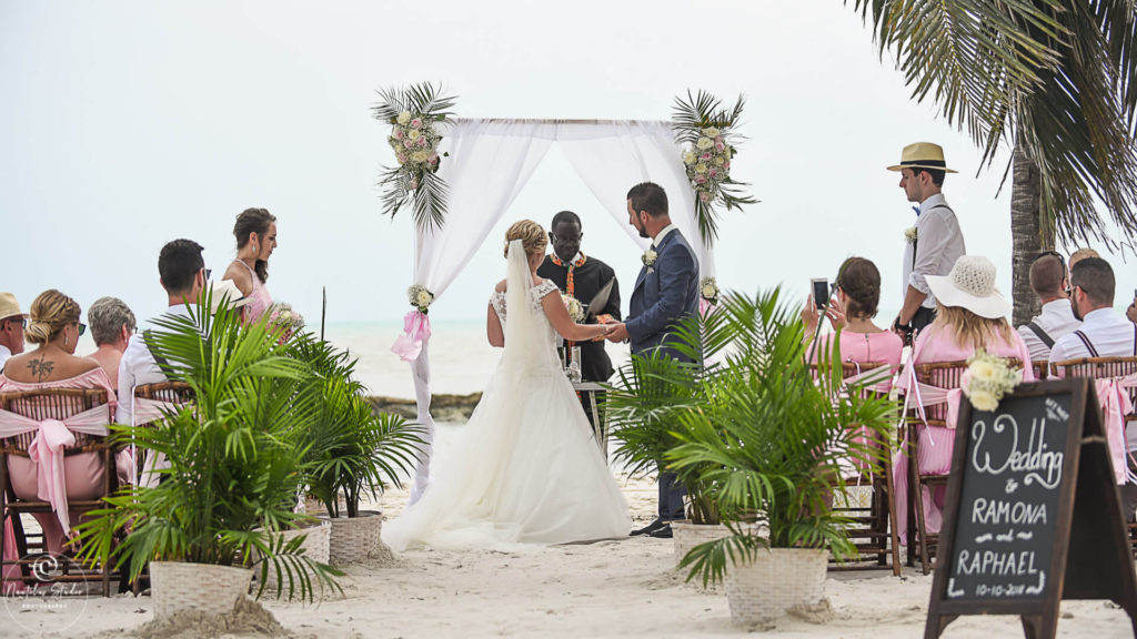 Photo of Key West wedding on the beach during their ceremony