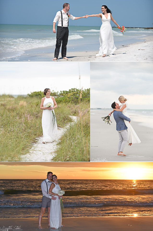Longboat Key beach wedding photo showing couples along the beach