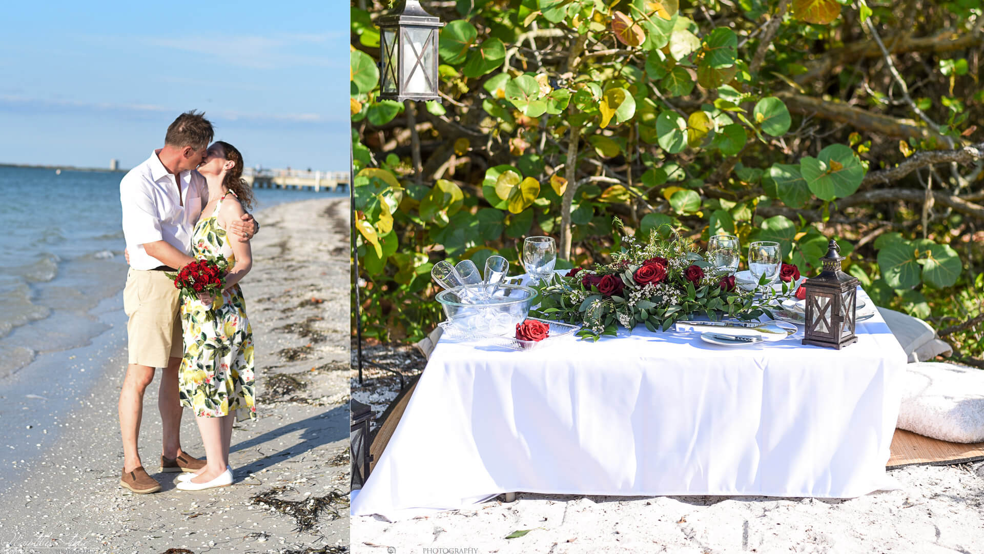 Florida vow renewal photo of couple on the beach and their vow renewal beach picnic