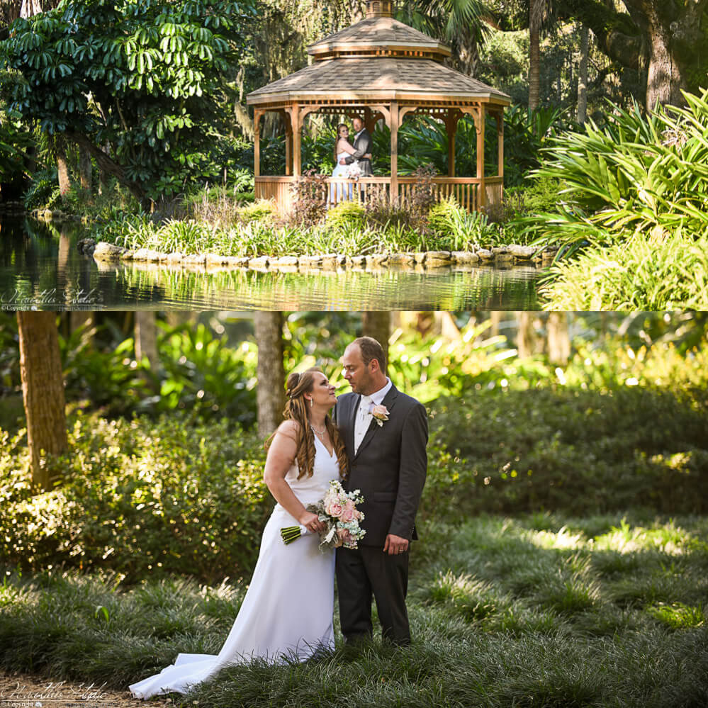 Washington Oaks Garden Wedding photo of gazebo and couple