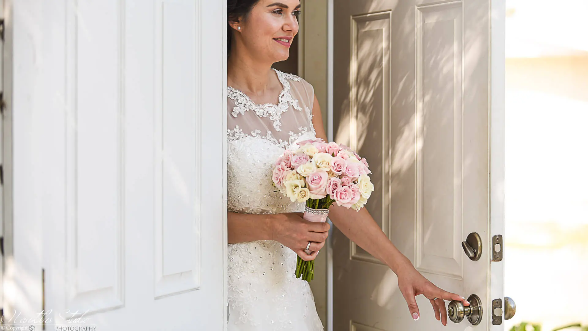 Wedding chapel Florida photo of bride walking out the church