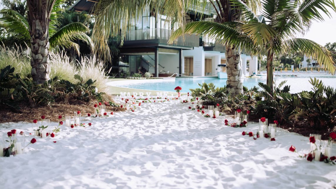 Photo of a marriage proposal setup at the Evermore Resort in Orlando.