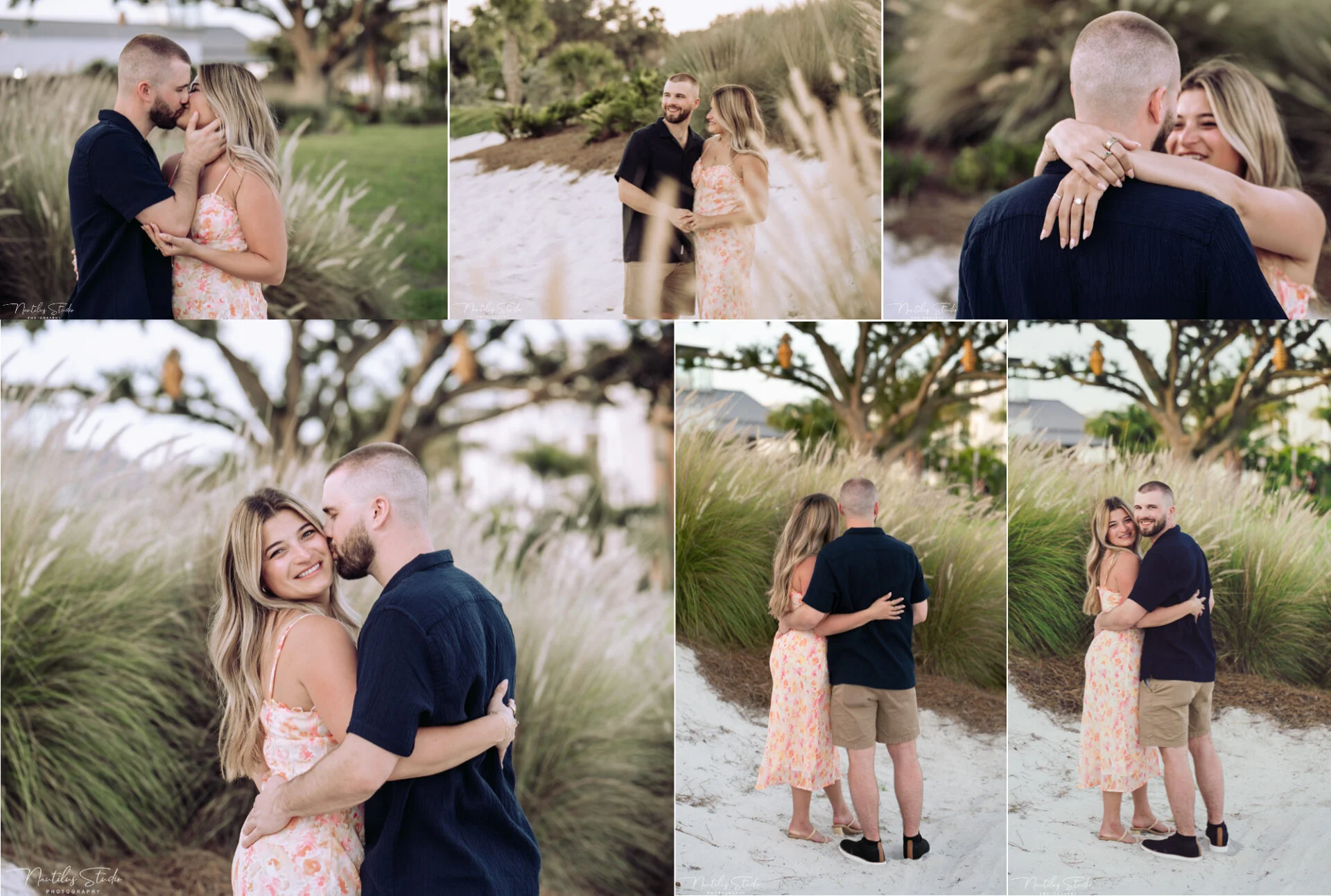 Photo collage showing happy couple at their engagement at the Evermore resort